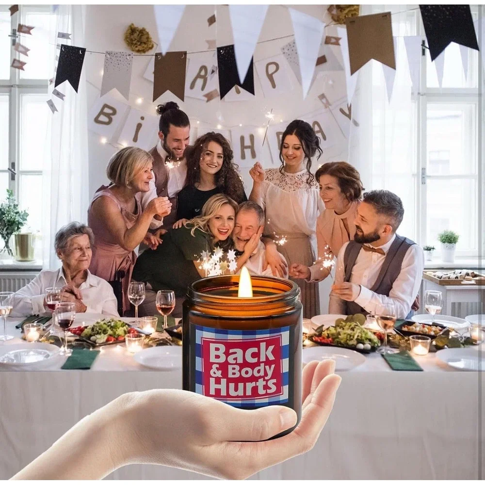 Back & Body Hurts 9oz Vanilla Scented Novelty Candle Funny Gift